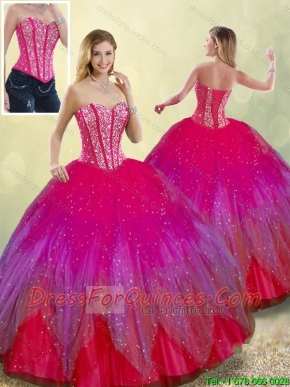 Fashionable Beading  Sweetheart Multi Color Detachable Quinceanera Dresses