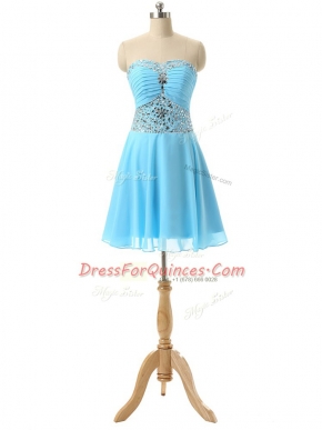 Baby Blue Prom Dress Prom and Party and Beach with Beading Sweetheart Sleeveless Lace Up