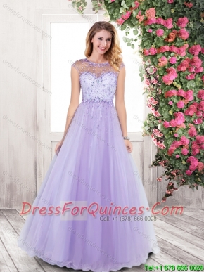2016 Fashionable Summer Open Back Beaded Prom Dresses in Lavender