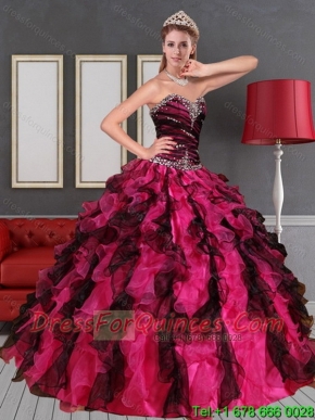 2015 Best Sweetheart  Multi Color Quinceanera Dress with Beading and Ruffles