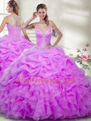 Colorful Floor Length Lilac Quinceanera Dresses Scoop Sleeveless Zipper