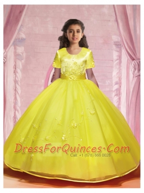 Ball Gown Beading and Appliques Sturning Flower Girl Dress for 2014