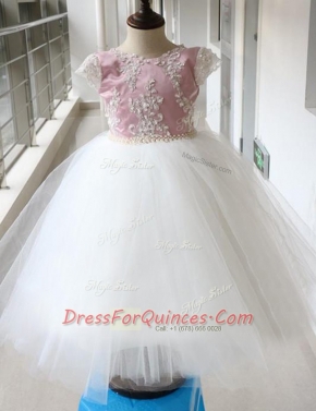 Nice Scoop Cap Sleeves Zipper Ankle Length Beading Toddler Flower Girl Dress