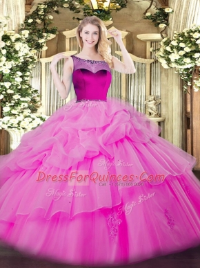 Exquisite Lilac Sleeveless Organza Zipper Quinceanera Dresses for Sweet 16 and Quinceanera