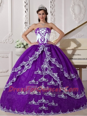Colourful New Styles Ball Gown Strapless With Organza Appliques Quinceanera Dress