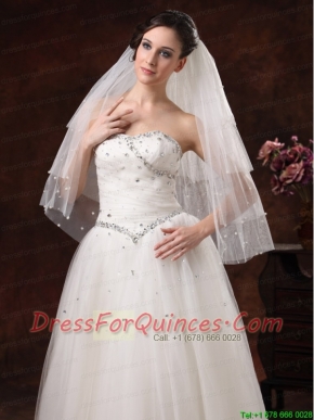 Gorgeous Pearl Trim Edge Tulle Bridal Veil