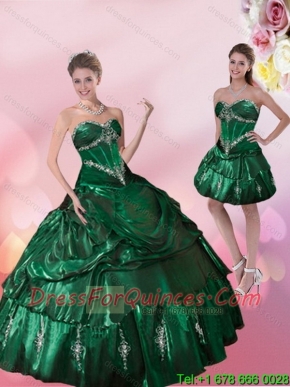 Perfect Sweetheart Dark Green Quinceanera Dresses with Beading and Appliques for 2015