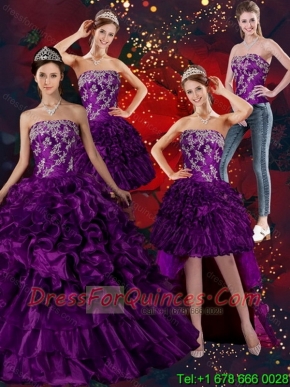 Strapless Ball Gown Quinceanera Dress with Embroidery and Ruffles