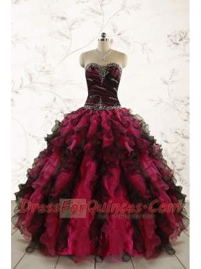 Perfect Beading Multi Color 2015 Quinceanera Dresses with Sweetheart