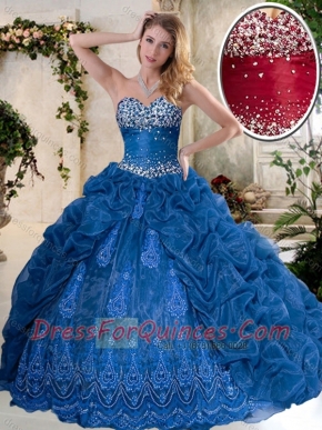 Luxurious Brush Train Quinceanera Dresses with Pick Ups and Embroidery