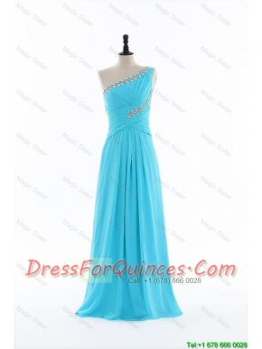 Pretty Brand New 2016 Beading and Ruching Aqua Blue Prom Dresses