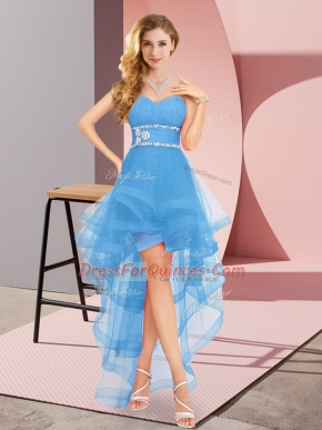 Sweetheart Sleeveless Tulle Damas Dress Beading Lace Up