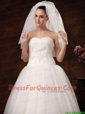 2 Layers Graceful Tulle Ribbon Edge Wedding Veil
