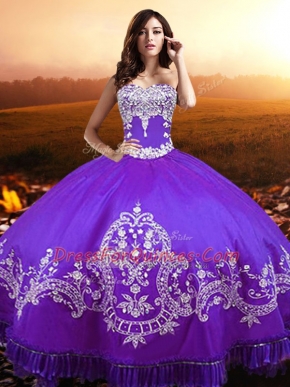 Vintage Beading and Appliques Sweet 16 Quinceanera Dress Purple Lace Up Sleeveless Floor Length