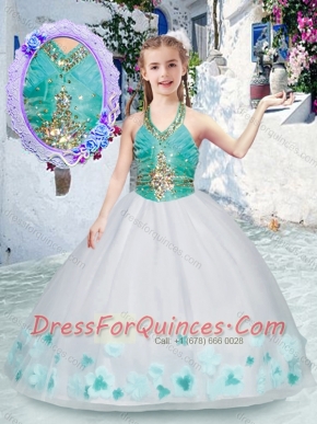 Elegant Halter Top Little Girl Pageant Dresses with Appliques and Beading