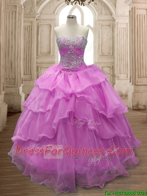 Sweet Beaded and Ruffled Layers Quinceanera Dress in Lilac for Spring