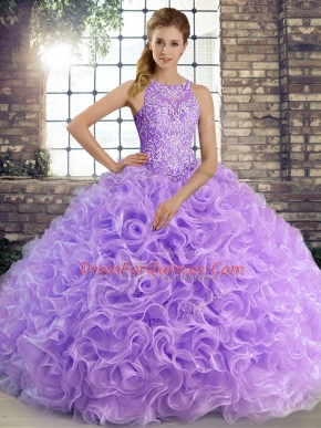Fine Beading Sweet 16 Dress Lavender Lace Up Sleeveless Floor Length