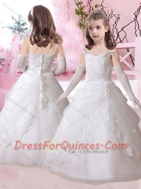 New Style Spaghetti Straps A Line Adorable Little Girl Pageant Dress with Appliques