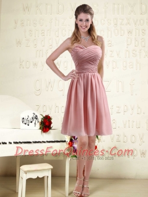 Fitted Sweetheart Empire Chiffon Dama Dresses with Ruching