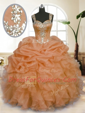 Noble Sleeveless Zipper Floor Length Beading and Ruffles and Pick Ups Sweet 16 Quinceanera Dress