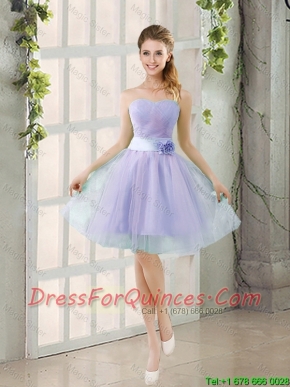 2016 Summer A Line Strapless Junior Dresses with Hand Made Flowers