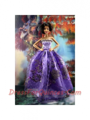 Appliques New Fashion Princess Pink Dress Gown For Barbie Doll