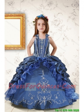 2015 Affordable Appliques and Pick Ups Little Girl Dress in Navy Blue