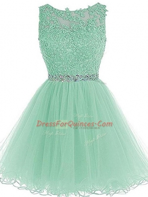Graceful Apple Green Sweetheart Zipper Beading and Lace and Appliques and Ruffles Evening Dress Sleeveless