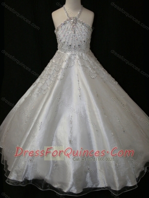 Elegant A Line Beaded Decorated Halter Top and Bodice Mini Quinceanera Dress