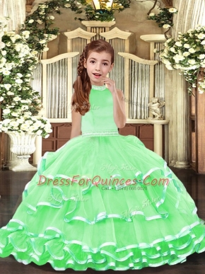 Halter Top Backless Beading and Ruffled Layers Little Girls Pageant Dress Wholesale Sleeveless