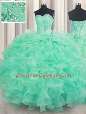 Floor Length Apple Green Sweet 16 Quinceanera Dress Sweetheart Sleeveless Lace Up