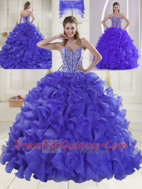 Hot Sale Sweetheart Brush Train Beaded Decorate Quinceanera Dresses in Sweet 16