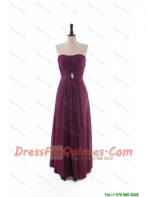 Cheap Custom Made Empire Strapless Ruching Prom Dresses with Beading