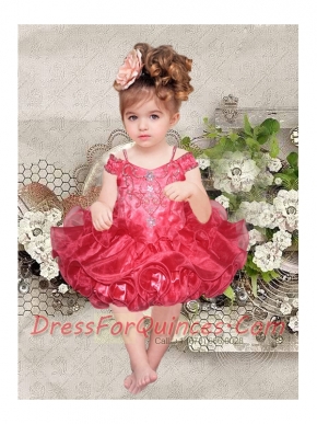Elegant Red Ball Gown Mini-length Little Girl Dress in Red