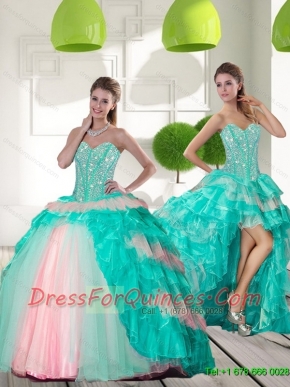 Wholesale Beading and Ruffled Layers Quinceanera Gowns in Multi Color for 2015