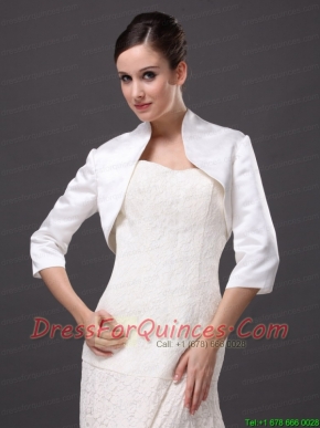 1/2 Sleeves Classical High-neck Satin Jacket For Wedding and Other Occasion