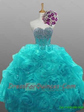 Gorgeous Sweetheart Beaded Quinceanera Dresses with Rolling Flowers