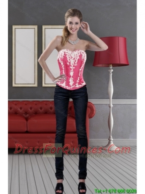 Hot Pink Sweetheart 2015 Pretty  Corset with Pick Ups and Embroidery