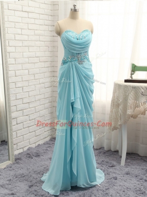 Glorious Sweetheart Sleeveless Chiffon Beading and Ruching Zipper