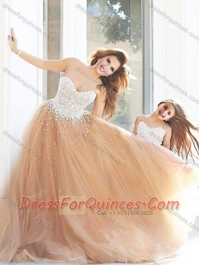 New Arrivals Beaded Prom Dress with Brush Train and Cheap Sweetheart Little Girl Dress with Beading