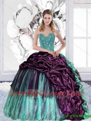 2015 Classical Sweetheart Quinceanera Gown with Pick Ups and Ruffles