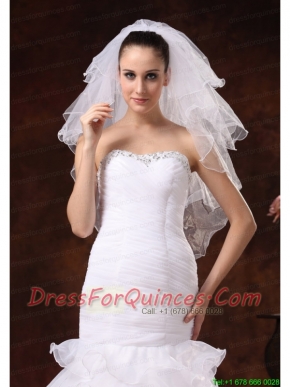 Four-tier Elbow Wedding Veil With Pencil Edge