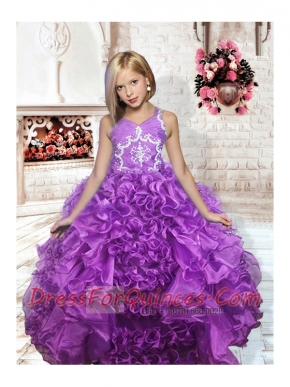 Beautiful Ball Gown One Shoulder Little Gril Pageant Dress with Beading