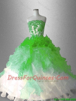 Discount Strapless Sweet 16 Dresses with Appliques and Ruffles