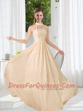 Halter Empire 2015 Classical Dama Dresses with Lace