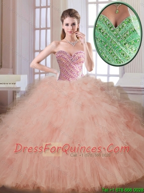 2016 Classical Champagne Sweetheart Quinceanera Dresses with Beading