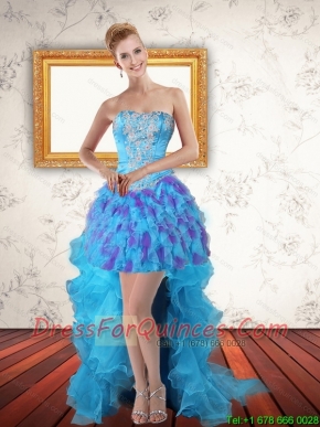 Beautiful Sweetheart High Low Ruffles Cheap Dama Dresses in Multi Color