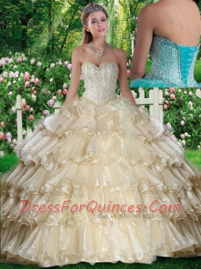 2016 Hot Sale Sweetheart Beading and Ruffled Layers Quinceanera Dresses