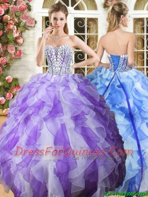 Popular Beaded Bodice and Ruffled Quinceanera Dress in Organza