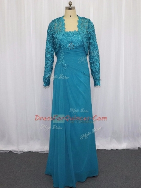Blue Strapless Zipper Lace and Appliques Custom Made Sleeveless